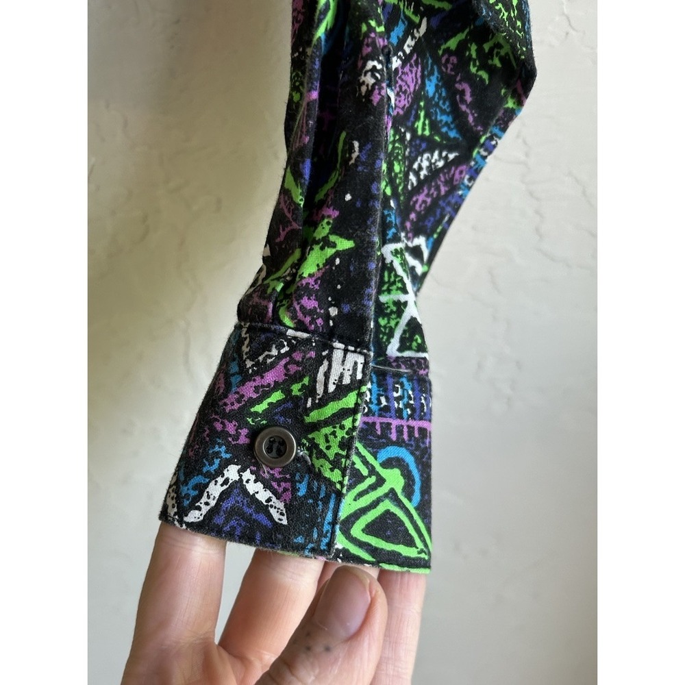 Vintage Banjo Dallas Cropped Button Up Top M Neon Maximalist Rave Grunge 80s 90s - Picture 7 of 7